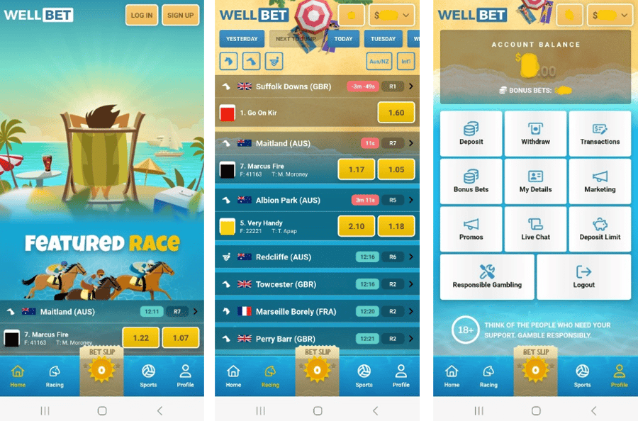 wellbet app screenshots